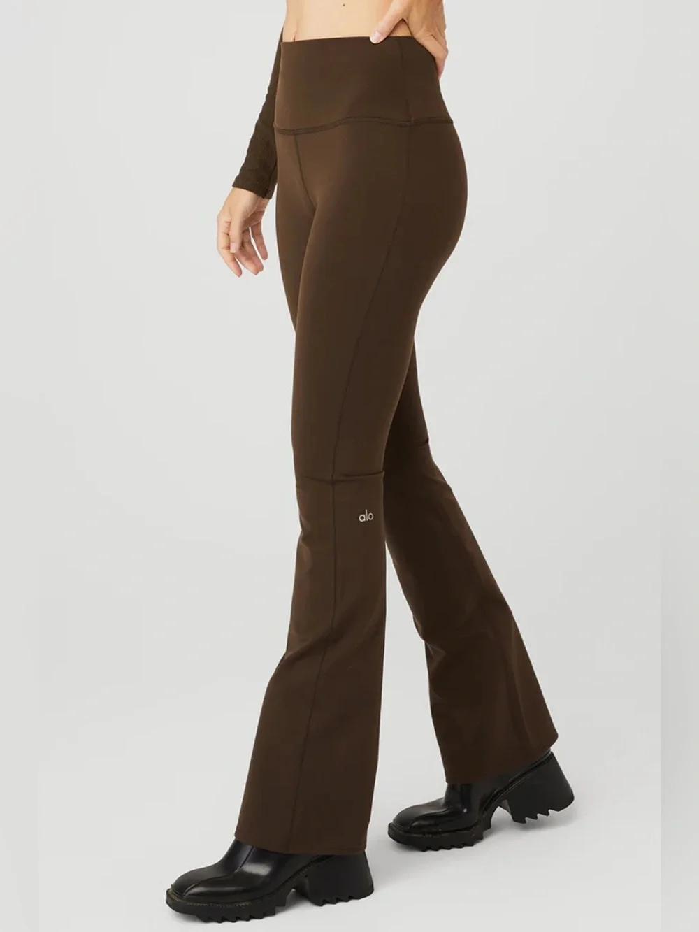 Alo Yoga Airbrush Bootcut Leggings Espresso Brown Size Small High Waisted Flare